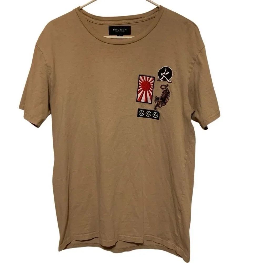 PacSun Size Small Japan Flag Tiger Tan T-Shirt
